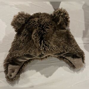 Cozy Brown Faux Fur Bear Hat for Kids 12-24 months